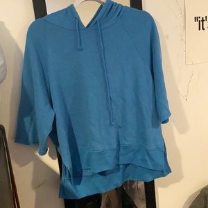 Blue Terry Cloth Half-Sleeve Hoodie